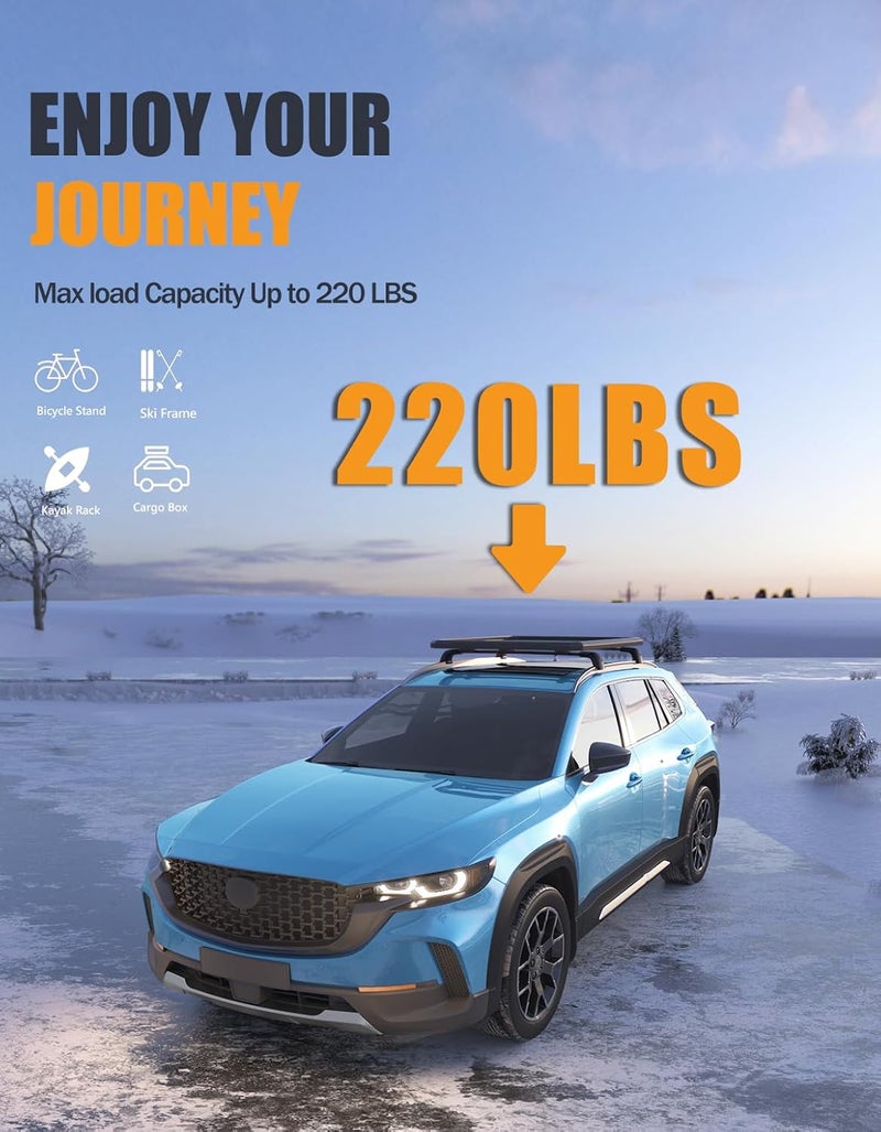 KINGGERI Roof Rack Cross Bars Compatible with Mazda CX50 CX-50 2023 2024 2025 2026, Lockable 220LBS Aluminum Roof Rails Crossbars Rooftop Cargo Basket Carrier Bag Luggage Rails - Image 3